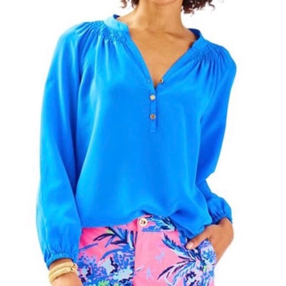 Elsa Silk Top - Bennet Blue